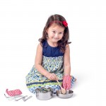 Set 10 accesorii inox lemn de jucarie pentru bucatarie copii - Woody Toy Pots Kitchen Set 10 accesorii inox lemn de jucarie pentru bucatarie copii - Woody Toy Pots Kitchen